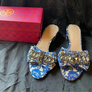 Tory Burch Valentina Bow Slides New In Box Sz 8M